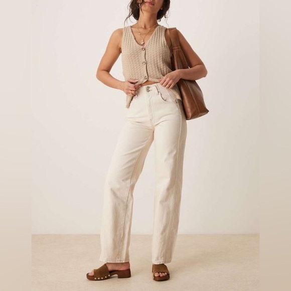 Free People Denim - Free People aster straight leg jeans in ecru-White